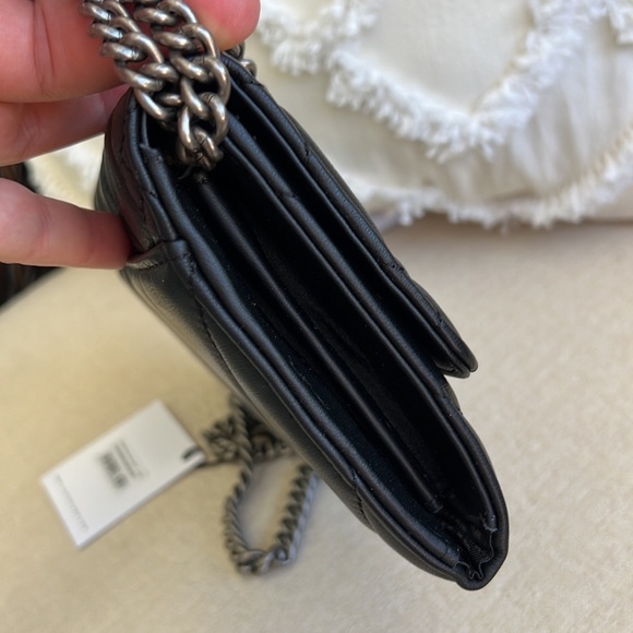 KURT GEIGER LONDON NWT Kensington Leather Wallet on a Chain BLACK - Picture 13 of 17